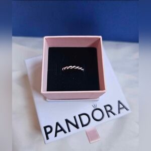 Pandora Retired Sterling Silver Twisted Rope Stacking Ring Size 5